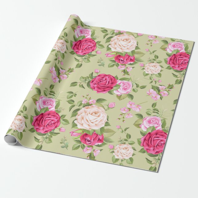 Floral pattern wrapping paper (Unrolled)