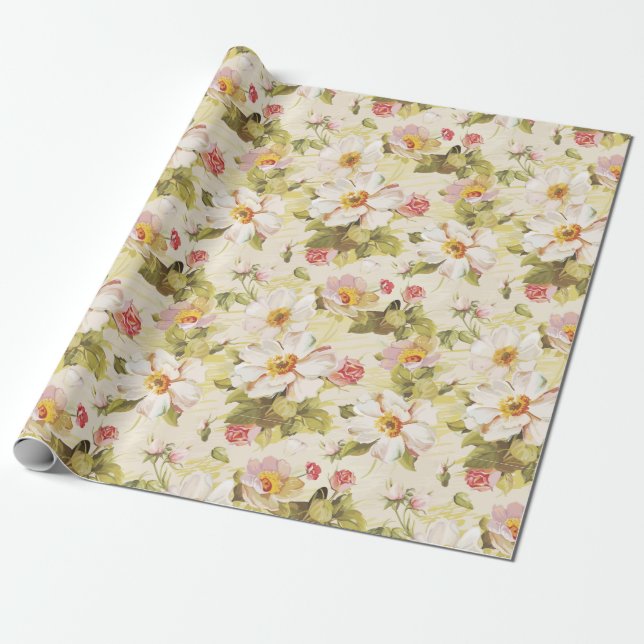 Floral pattern wrapping paper (Unrolled)