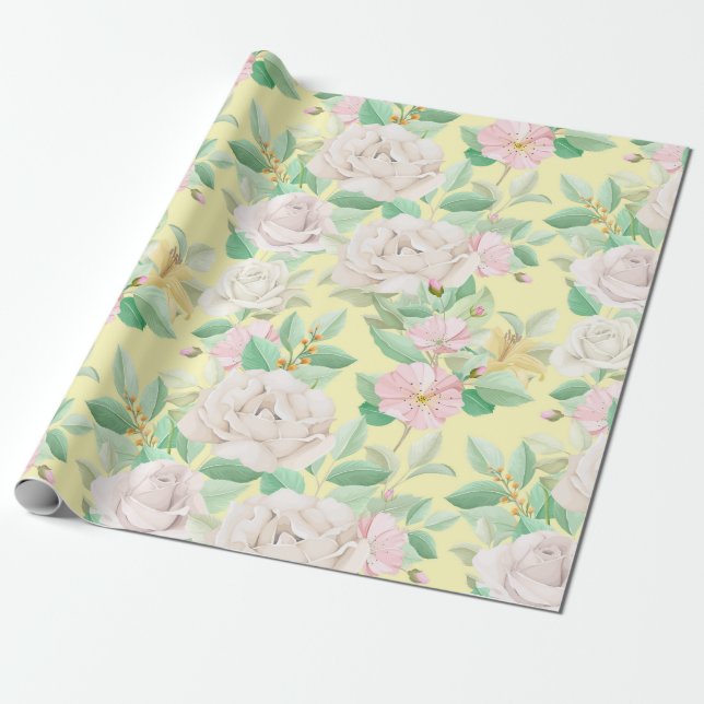 Floral pattern wrapping paper (Unrolled)