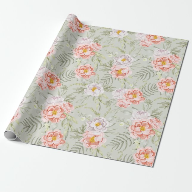 Floral pattern Wrapping Paper (Unrolled)