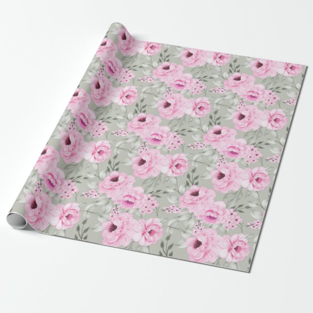 Floral pattern Wrapping Paper (Unrolled)