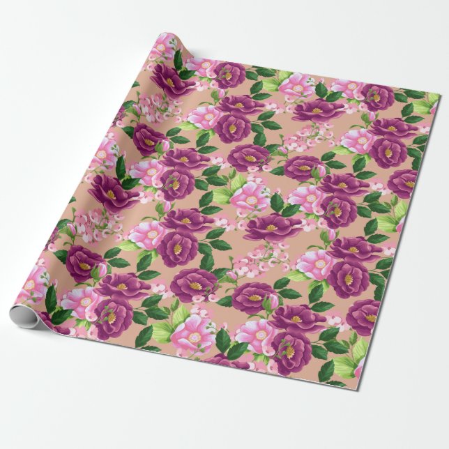 Floral pattern Wrapping Paper (Unrolled)
