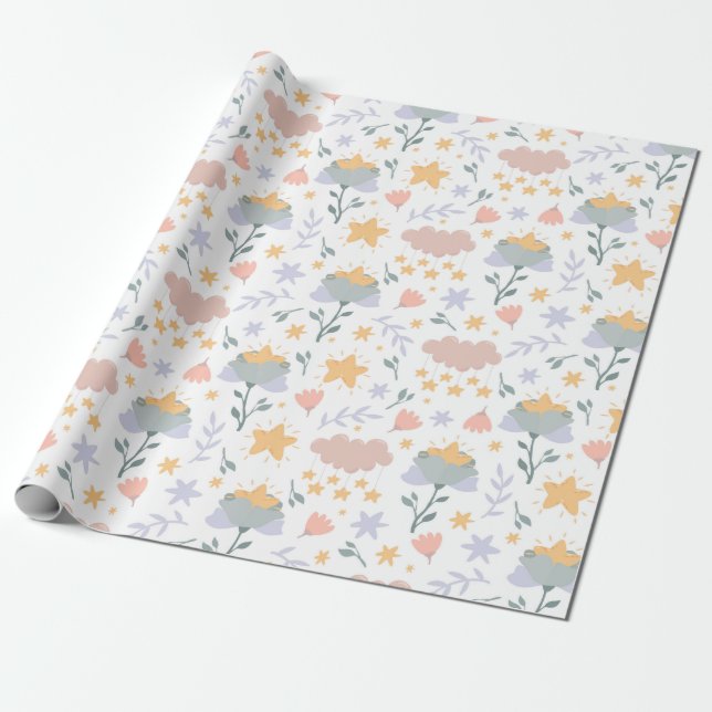 Floral pattern Wrapping Paper (Unrolled)
