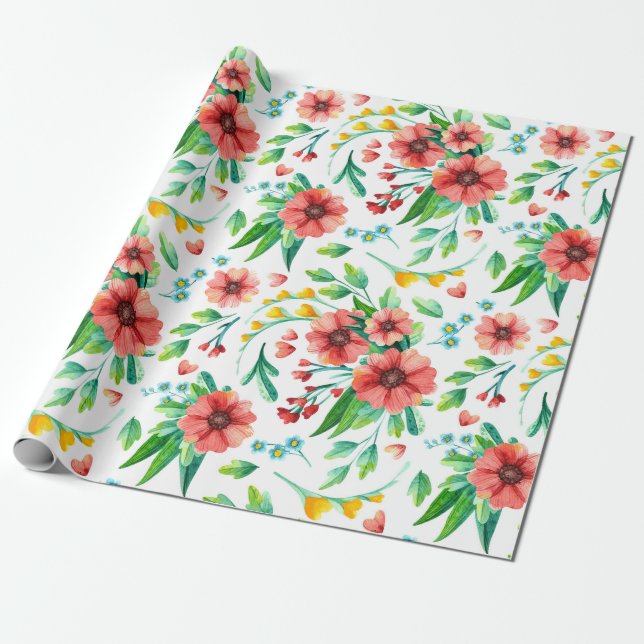 Floral pattern Wrapping Paper (Unrolled)