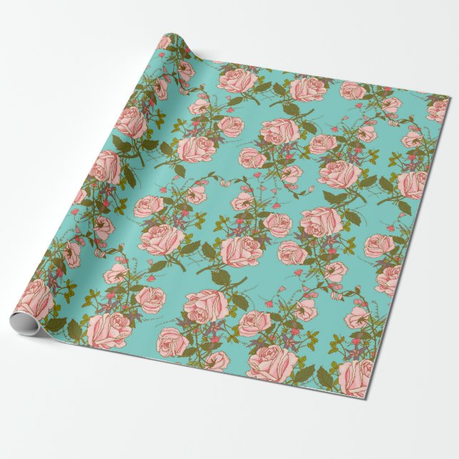 Floral pattern wrapping paper (Unrolled)