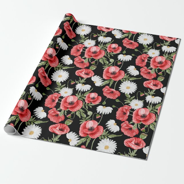 Floral pattern wrapping paper (Unrolled)