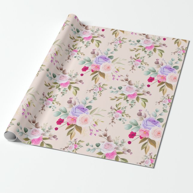 Floral pattern wrapping paper (Unrolled)