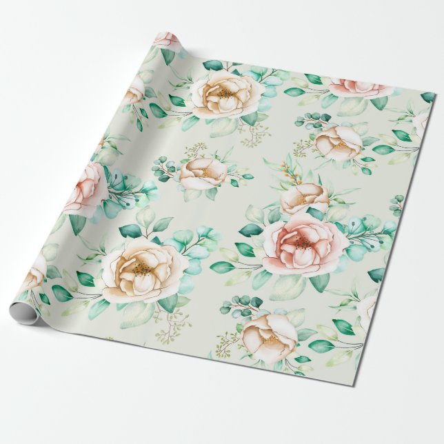 Floral pattern wrapping paper (Unrolled)