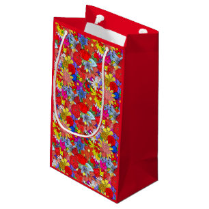 Floral Pattern Yellow Blue Purple Green Red Small Gift Bag