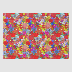 Floral Pattern Yellow Blue Purple Green Red Tissue Paper