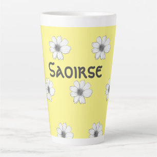 Floral pattern Yellow custom name Latte Mug