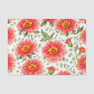Floral Pattern Zinnia Flowers Tissue Paper