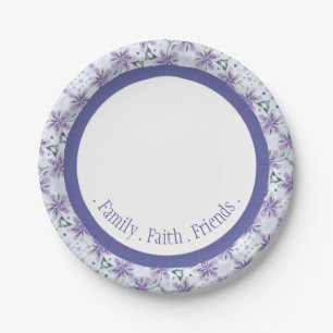 Floral Patterned Elegant Periwinkle  Paper Plate