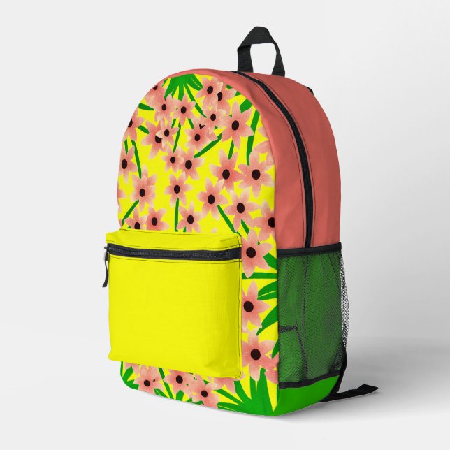 Floral patterned printed backpack (Back Corner Right)