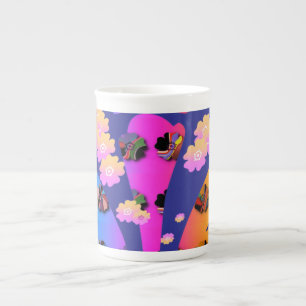 Floral Patterns Blue Bone China Mug