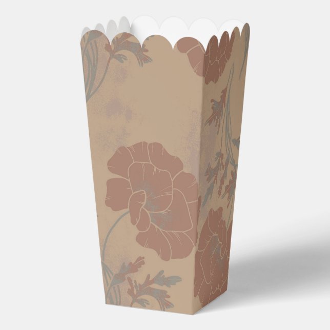 floral patterns, mocha mousse color favour box (Front)