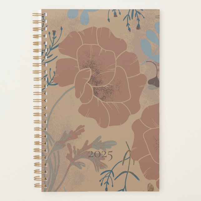 floral patterns, mocha mousse color. planner (Front)