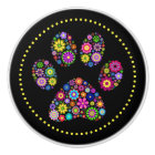 Floral Paw Print Ceramic Drawer Knob