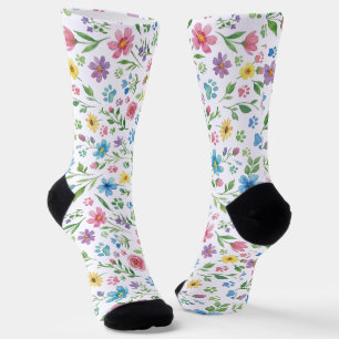 Floral Paw Print Crew Socks 