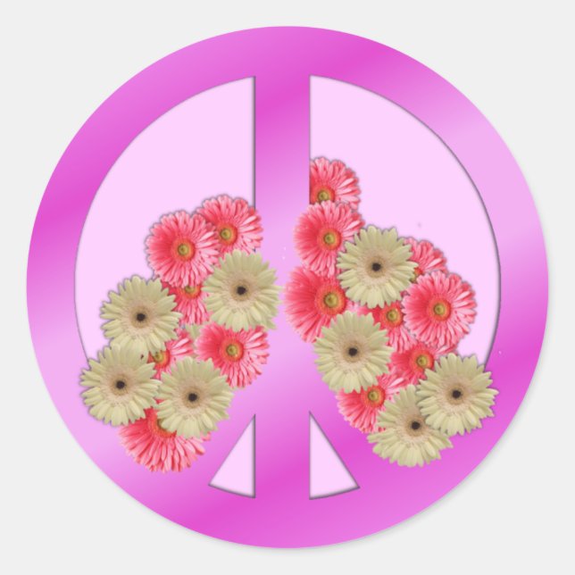 Floral peace classic round sticker (Front)