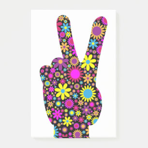 FLORAL PEACE HAND SIGN POST-IT NOTES