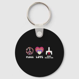 Floral Peace Love Harm Reduction Overdose Awarenes Key Ring