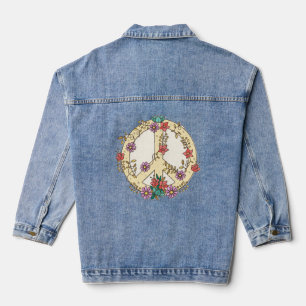 Floral Peace Sign Denim Jacket