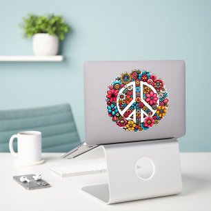 floral peace sign symbol colour illustration art