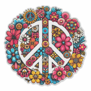 floral peace sign symbol colour illustration art
