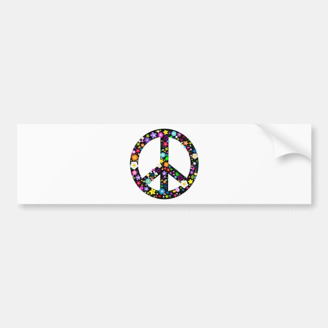 Floral Peace Symbol Bumper Sticker (Front)