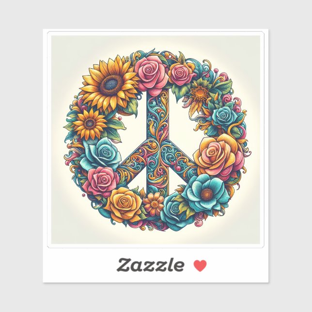 Floral Peace Symbol Design Celebrating Harmony (Sheet)