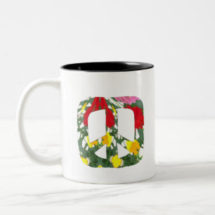 Floral Peace Two-Tone Coffee Mug