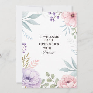 Floral Peaceful Birth Contraction Quote Holiday Card