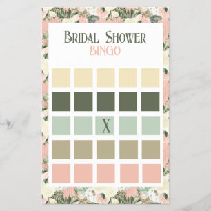 Floral Peach and Cream Bridal Shower Bingo  Flyer