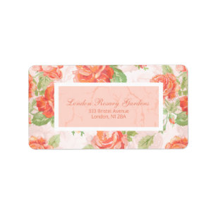 Floral peach and green colour label