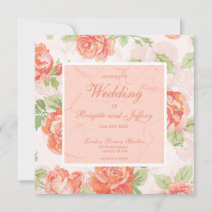 Floral peach and green print save the date