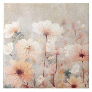 Floral Peach Beige Flowers Design 328 Ceramic Tile