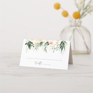 Floral Peach Blush Greenery Elegant Place Card