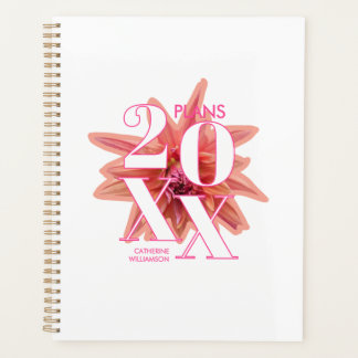Floral Peach Dahlia Flower Personalised Planner