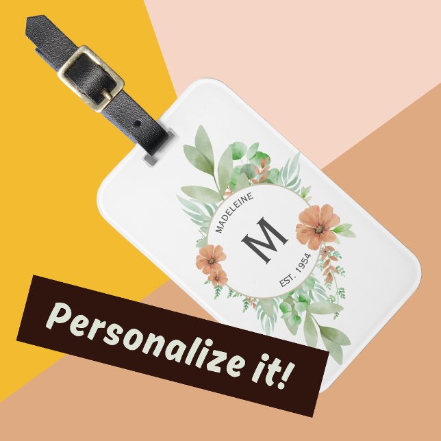 ‘Floral Peach’ design - Personalized Luggage Tag (Creator Uploaded)