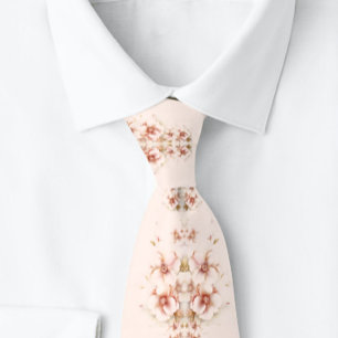 Floral Peach Elegant Special Occasion Tie