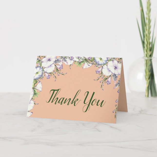 Floral Peach Handfasting Morning Glory Thank You Card (Front)