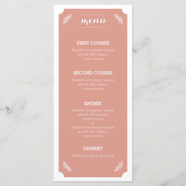 Floral&Peach Menù Menu (Front)