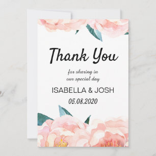 Floral Peach Peony Thank You Cards