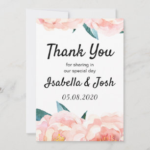 Floral Peach Peony Thank You Cards