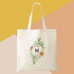 Floral Peach personalised birthday gift   Tote bag
