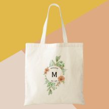 Floral Peach personalised birthday gift | Tote bag