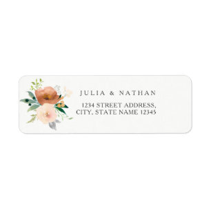 Floral Peach Wedding Envelope Return Address Label