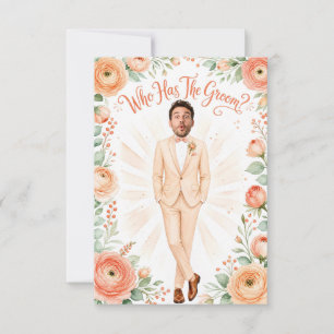Floral Peach Who Has The Groom Bridal Shower Party Thank You Card