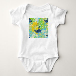 floral peacock baby bodysuit